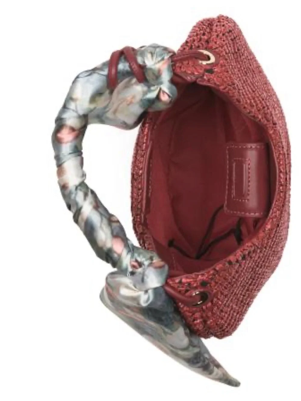 Rachel Zoe Rust Woven Hobo with Printed Scarf Handle
